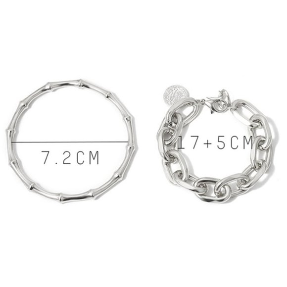 2PCS/Set Bamboo Bangle and Chain Bracelet - Picture 7 of 13